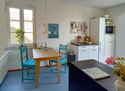Küche/Küchenzeile in der Unterkunft Ferienwohnung Schwalbennest
