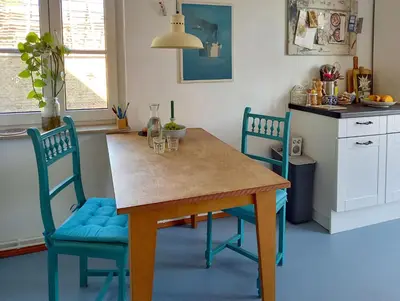 Küche/Küchenzeile in der Unterkunft Ferienwohnung Schwalbennest