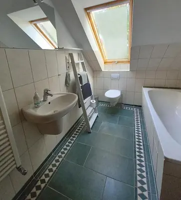 Ein Badezimmer in der Unterkunft Ferienwohnung Schwalbennest