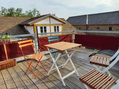 Ein Balkon oder eine Terrasse in der Unterkunft Ferienwohnung Schwalbennest