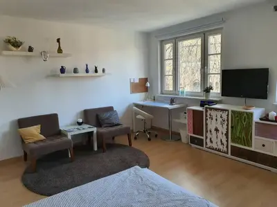 TV/Unterhaltungsangebot in der Unterkunft NICO Helles gemütliches Studio Innenstadt HomeOffice Workplace