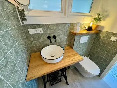 Ein Badezimmer in der Unterkunft Weitblick Buckow