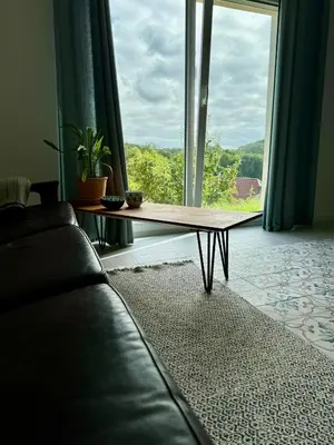 Ein Sitzbereich in der Unterkunft Weitblick Buckow