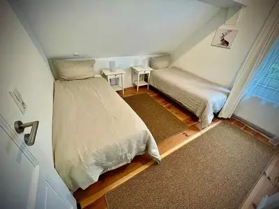 Ein Bett oder Betten in einem Zimmer der Unterkunft Pension Försterhof