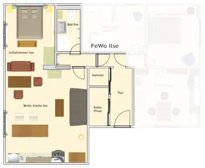 Grundriss der Unterkunft Ferienwohnung Ilse im Haus Namenlos