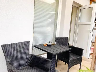 Ein Sitzbereich in der Unterkunft Turmhof Jüterbog