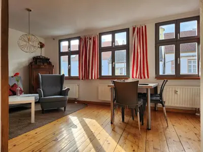 Ein Sitzbereich in der Unterkunft Ferienwohnungen Hakenbuden