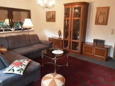 Ein Sitzbereich in der Unterkunft Oase im Grünen Pad1