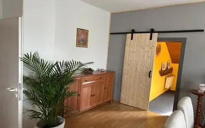 Ein Bett oder Betten in einem Zimmer der Unterkunft Ferienwohnung in der Schorfheide