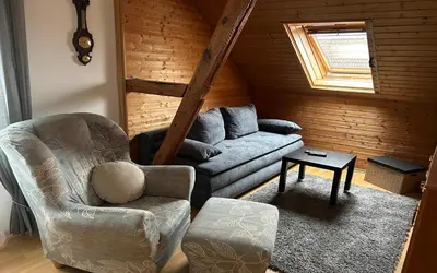 Ein Sitzbereich in der Unterkunft Ferienwohnung in der Schorfheide