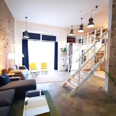 SC 00 LOFT by ROCKCHAIR Apartments l SUPERHOST Status l Unique & Style Loft 230 sqm 2 Floors Tablefootball Tabletennis 3 Bathrooms Boxspringbeds welcomes you!