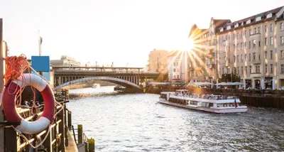 Blick auf einen Fluss in der Nähe der Ferienwohnung