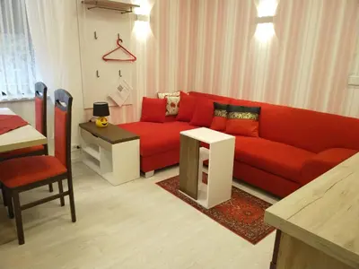 Ein Sitzbereich in der Unterkunft Ferienwohnung Baer 2