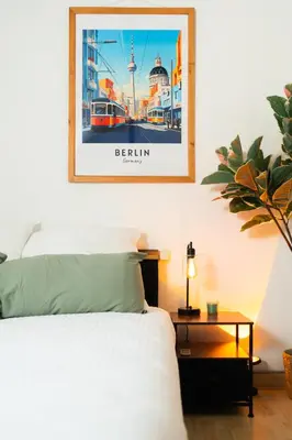 Ein Bett oder Betten in einem Zimmer der Unterkunft Helle & gemütliche Dachwohnung mit Terasse