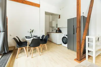 Küche/Küchenzeile in der Unterkunft Helle & gemütliche Dachwohnung mit Terasse