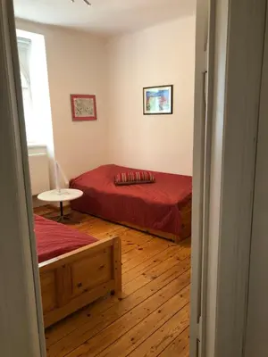 Ein Bett oder Betten in einem Zimmer der Unterkunft Schönewalde Appartement 2