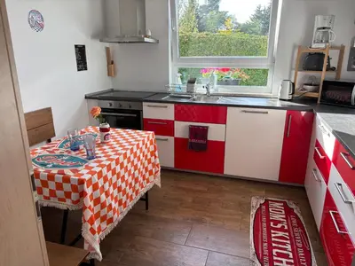 Küche/Küchenzeile in der Unterkunft Zimmer der Welt