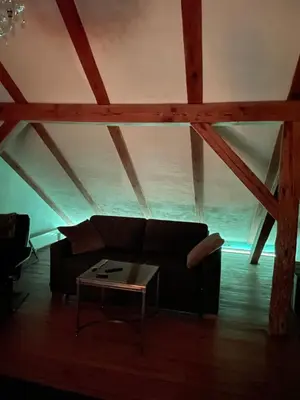 Ein Sitzbereich in der Unterkunft Quartier im Gutshaus