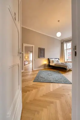 Ein Bett oder Betten in einem Zimmer der Unterkunft Jomi Stays, Brandenburgische Straße 16 - Wohnen beim Kurfürstendamm