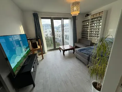 TV/Unterhaltungsangebot in der Unterkunft Luxus in Berlin Mitte mit Laptop, großem TV, neuem Bett und privatem Badezimmer