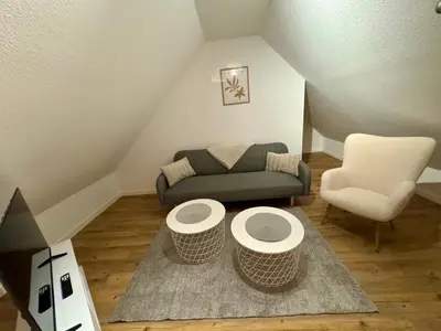 Ein Sitzbereich in der Unterkunft K14 FeWo - Am Kurpark - Therme