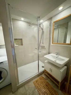 Ein Badezimmer in der Unterkunft S4 FeWo in Bad Saarow, Seestr 4a