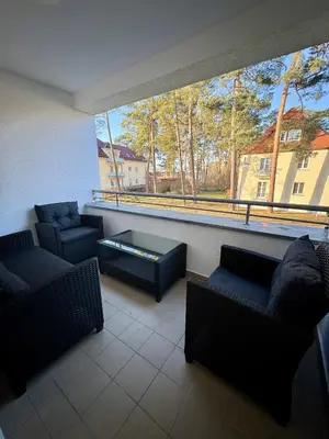 Ein Sitzbereich in der Unterkunft S4 FeWo in Bad Saarow, Seestr 4a