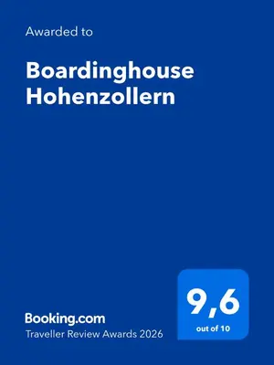 Ein Zertifikat, Auszeichnung, Logo oder anderes Dokument, das in der Unterkunft Boardinghouse Hohenzollern ausgestellt ist