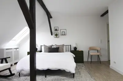Ein Bett oder Betten in einem Zimmer der Unterkunft Haus mit Pool, Garten und Gym in Berlin