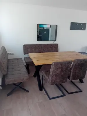 Ein Sitzbereich in der Unterkunft Zur weissen Taube Haus 2 Große Monteurs und Handwerkerwohnung nahe Berlin und Brandenburg