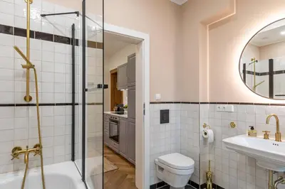 Ein Badezimmer in der Unterkunft FABEL Apartments am Zoo