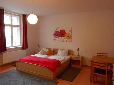 Ein Bett oder Betten in einem Zimmer der Unterkunft Kleine Ferienwohnung Uchtenhagen in Bad Freienwalde
