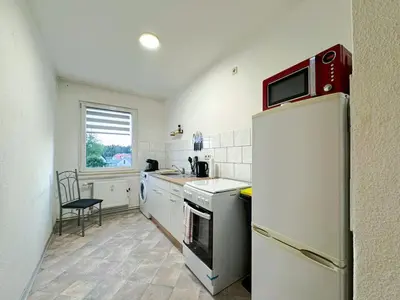 Küche/Küchenzeile in der Unterkunft Monteurwohnung Neuhardenberg