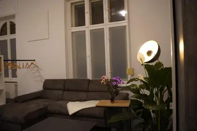 Ein Sitzbereich in der Unterkunft Appartement im Szenekiez