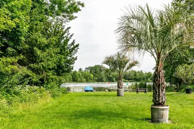 Ein Garten an der Unterkunft idyllische Lage direkt am See