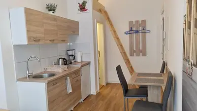 Küche/Küchenzeile in der Unterkunft Green Apartment KM4 Studio with terrace