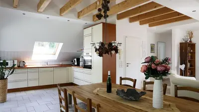 Küche/Küchenzeile in der Unterkunft Ferienwohnung Bestensee