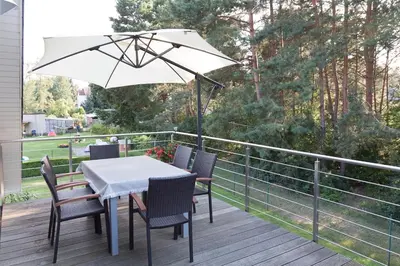 Ein Garten an der Unterkunft Ferienwohnung Bestensee