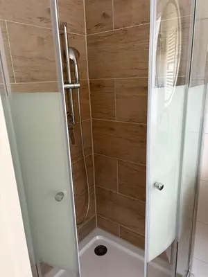 Ein Badezimmer in der Unterkunft Eichberg Ferienhäuser
