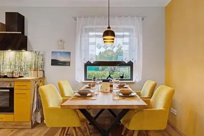 Küche/Küchenzeile in der Unterkunft Ferienhaus Milchstraße mit Sternenblick