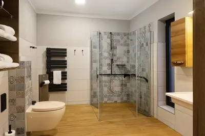 Ein Badezimmer in der Unterkunft Ferienhaus Milchstraße mit Sternenblick