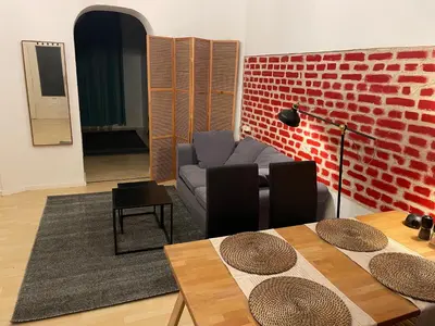 Ein Sitzbereich in der Unterkunft Entspanntes Apartment Wilmersdorf