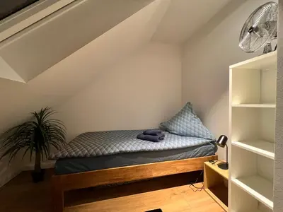 Ein Bett oder Betten in einem Zimmer der Unterkunft BrandenburgApartment-Sky