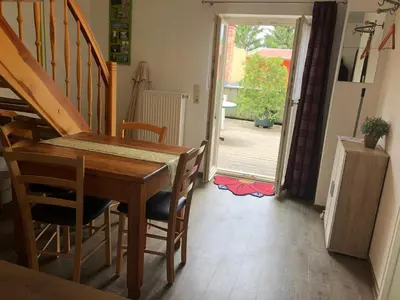 Ein Sitzbereich in der Unterkunft Goldener Anker, verschiedene gemütliche Ferienwohnungen