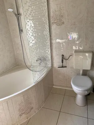 Ein Badezimmer in der Unterkunft Nati's Beetzsee-Bungalow