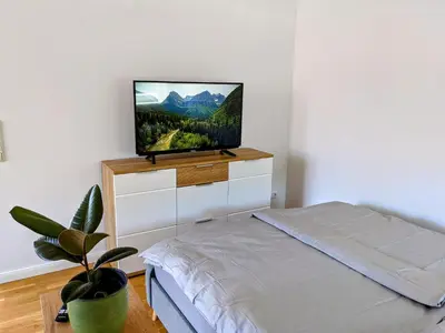 TV/Unterhaltungsangebot in der Unterkunft Modernes Apartment nähe BER, Tesla und Seen