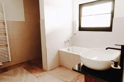 Ein Badezimmer in der Unterkunft Ferienwohnungen am Scharmützelsee