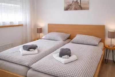 Ein Bett oder Betten in einem Zimmer der Unterkunft Ferienhaus Goyatz
