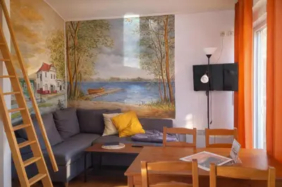 Ein Sitzbereich in der Unterkunft Ferienhaus Goyatz