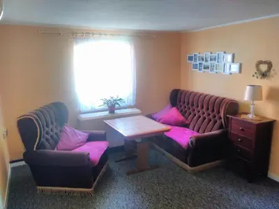 Ein Sitzbereich in der Unterkunft Spreewald Ferienwohnung Wollgast